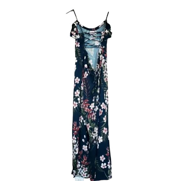 Chaser Floral Ruffle Front Tie Back Maxi Dress, Size Medium New with Tag - Picture 4 of 15